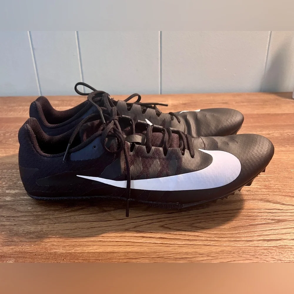 Nike Zoom Rival S Black‎ and White Track and Field Mens Running Shoes Size 12